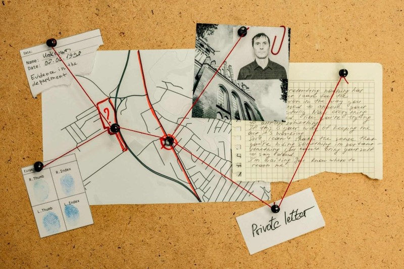 A crime scene board