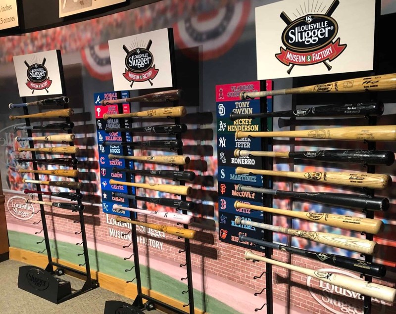 A wall of bats at the Louisville Slugger Museum