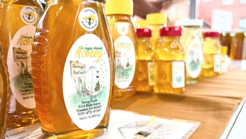 A bottle of honey found at one of many Kentucky farmers markets